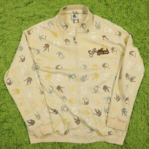 Vintage Skater Monogram Pattern Graphic Jacket Earthtone Mocha Brown Color  Size